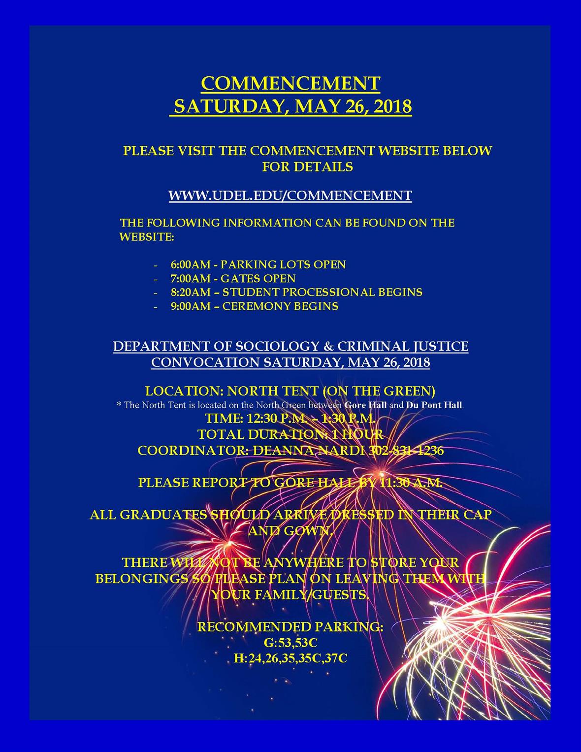 COMMENCEMENT SATURDAY MAY 26 2018
