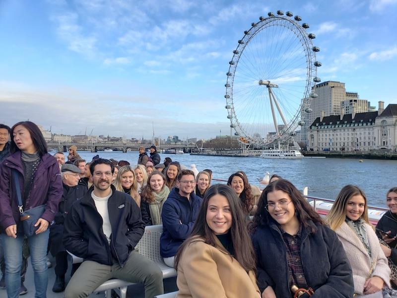UD Study Abroad Students in front of London Eye